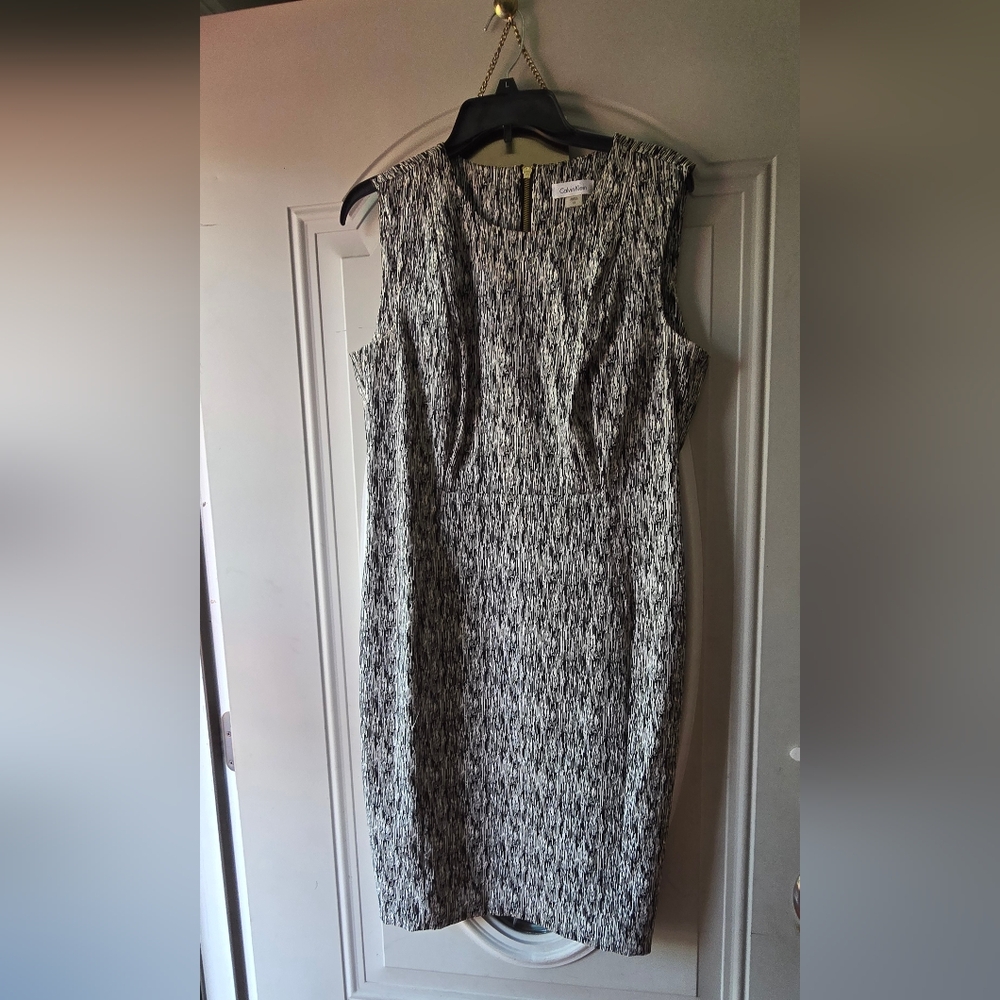 Calvin Klein Monochrome Sleeveless Midi Dress